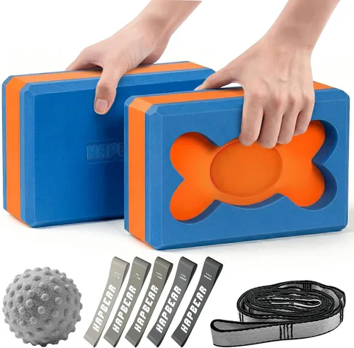 Vista 7 de HAPBEAR Yoga Blocks 2 Pack - 9x6x3in High-Density EVA Foam with Non-Slip Textured Surface, Supportive for Deep Stretching & Lightweight - Ideal for