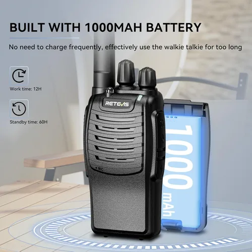 Vista 5 de Retevis Walkie Talkies H-777 con micrófono de hombro, radios de 2 vías de largo alcance, sin licencia, linterna LED, portátil, resistente a