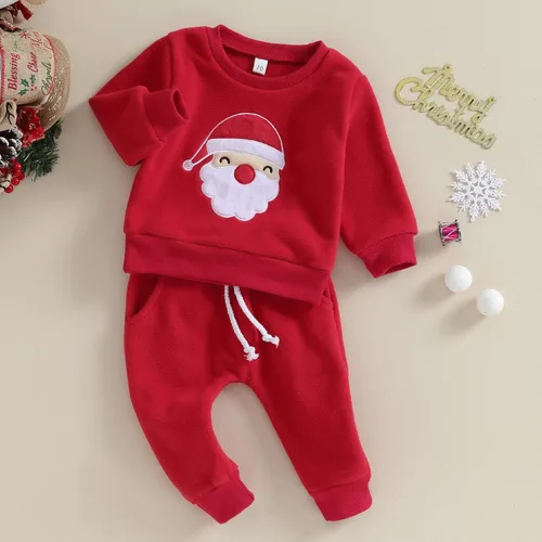 Vista 6 de Baby Boy Girl Valentines Day Outfits Toddler Valentine Heart Sweatshirt Sweater Pullover Pants Set 2PCS Clothes