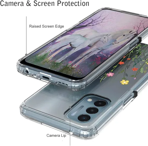 Vista 4 de Funda de teléfono celular para OnePlus Nord N200 5G, delgada y transparente de poliuretano termoplástico [a prueba de caídas] + PC a prueba