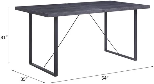 Vista 3 de Acme Nakula - Mesa de comedor de madera con base de trineo en roble gris y negro