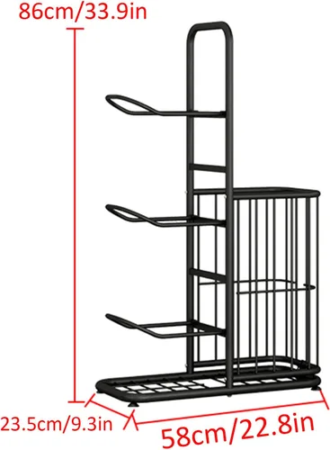 Vista 2 de Basketball Storage Rack, Sports Equipment Organizer, Yoga Mat Storage Basket, Multi-Tier Ball Storage Rack with Adjustable Feet for Garages, Courts