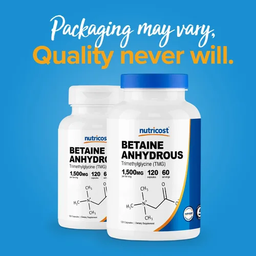 Vista 3 de Nutricost Betaína anhidra Caps 1500mg, 60 porciones por botella (2 botellas)
