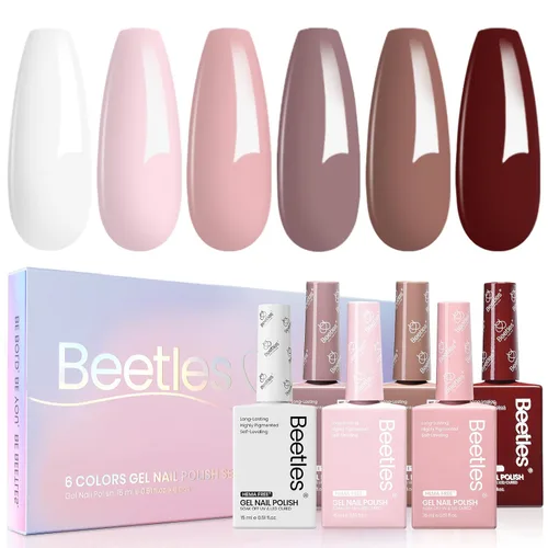 Vista 12 de Beetles - Kit de 23 esmaltes de uñas de gel con luz UV, kit de esmalte de gel de 12 colores 1-Elegancia acogedora