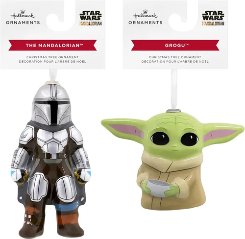 Vista 3 de Hallmark Star Wars: The Mandalorian and Grogu Holding Cup Decoupage Adornos de Navidad, juego de 2 (0003HCM1125)