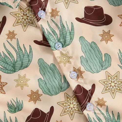 Vista 5 de Camisa de vestir de manga corta con estampado de vaca y botones para bebé niño