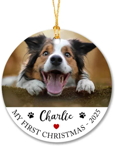 Vista 15 de Adorno de Navidad personalizado con foto del primer año del bebé 2025, adorno de Navidad con foto personalizada del primer año del bebé para nuevos