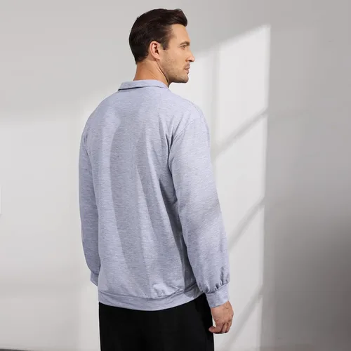 Vista 6 de Opomelo Men's Long Sleeve Pullover Polo Shirts-Casual Loose Fit Sweatshirts V Neck Tops