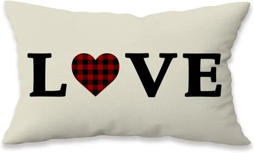 Vista 3 de Jbralid Fundas de almohada para el día de San Valentín de 12 x 20 pulgadas, diseño de corazón de amor, rayas negras, día de San Valentín, día
