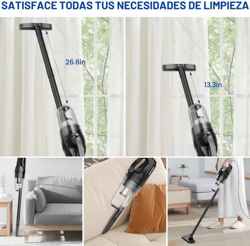 Vista 4 de SOWTECH Aspiradora con cable para el hogar, aspiradora de piso duro con cable de 23 pies de largo, potente succión ligera para suelos de madera dura