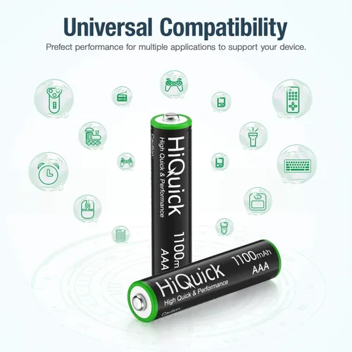 Vista 9 de HiQuick Cargador de batería inteligente de 8 bahías con batería 4AA y 4AAA + 16 pilas recargables AAA