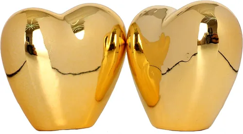Vista 5 de 2 piezas de estatuas de animales pequeños de oro, estatua de corazón, decoración de estilo moderno, figuras de animales de cerámica