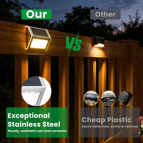 Vista 4 de JSOT - Luces solares de exteriores para terraza, impermeable, funciona con energía solar, luz led inalámbrica para pasarela, patio, escaleras