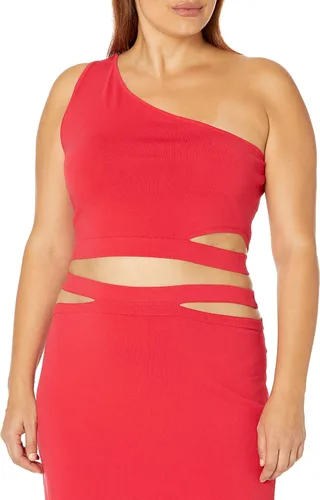 Vista 4 de The Drop Women's Plus Size Valentina Cropped One Shoulder Cut-Out Sweater Top