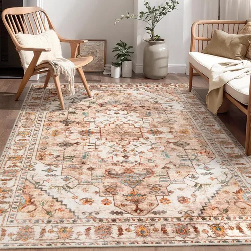 Vista 198 de SERISSA - Tapetes florales vintage, antideslizante, lavable, pequeño, ultrasuave, bohemio, de pelo bajo, para entrada, interiores, habitación