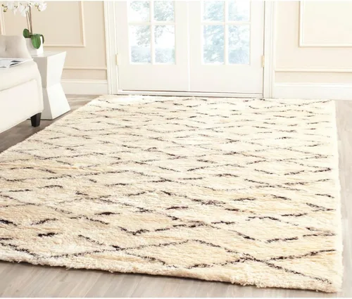 Vista 13 de SAFAVIEH Casablanca Collection - Alfombra de área de 9 x 12 pies, marfil y marrón, hecha a mano de lana marroquí boho neozelandesa, 1 pulgada