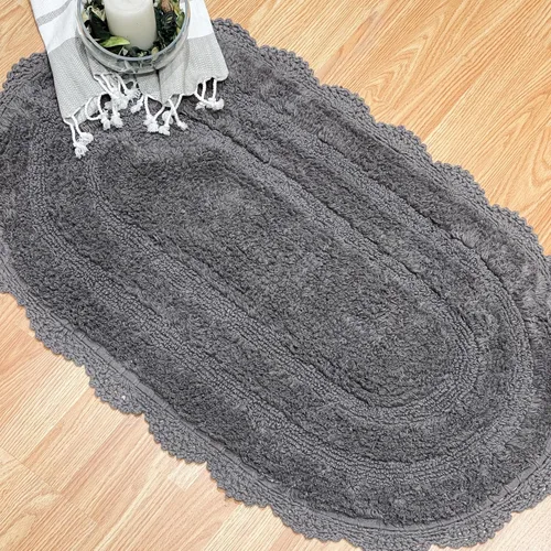 Vista 51 de Chardin home Alfombra de baño de ganchillo beige, alfombra de baño ovalada 100% algodón con borde de ganchillo artesanal hecho a mano, alfombra