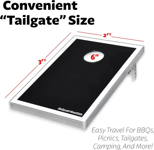 Vista 2 de GoSports Juego de cornhole de 3 x 2 pies para portón trasero, juego portátil que incluye 8 bolsas de frijoles y reglas de juego