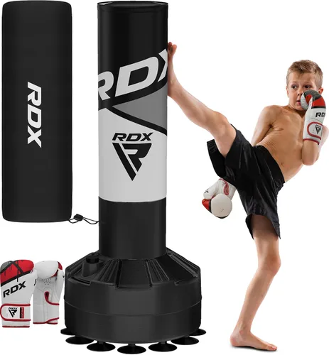 Vista 12 de RDX Saco de boxeo independiente para niños con guantes y funda, saco de boxeo junior de 4 pies con soporte para kickboxing, boxeo, artes marciales
