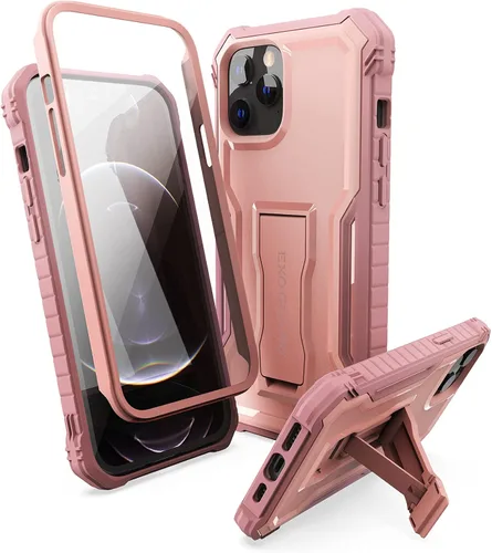 Vista 8 de ExoGuard Compatible con iPhone 12 Pro Max, funda de goma a prueba de golpes de cuerpo completo, protector de pantalla integrado con soporte