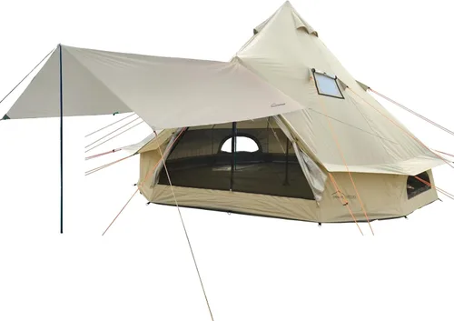 Vista 8 de DANCHEL OUTDOOR Yurta portátil B2 con gato de estufa para vivir todo el año, tienda de campaña Campana para 4/6 personas, equipo familiar de camping