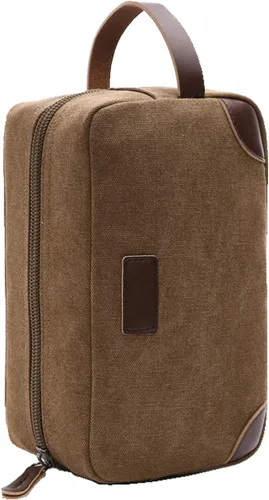 Vista 3 de IBLUE Neceser de cuero y lona para viaje, organizador de afeitado para hombres y mujeres, B03, Rosa encendido