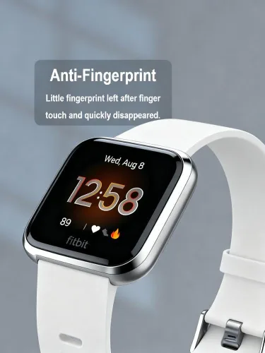 Vista 6 de iDaPro Protector de pantalla para Fitbit Versa Lite Edition/Fitbit Versa Smart Watch [4 unidades] Vidrio templado, antiarañazos, sin burbujas, fácil
