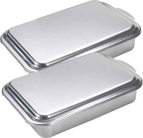 Vista 6 de Nordic Ware, molde para bizcocho clásico, de metal, 9 x 13, con tapa, Plateado