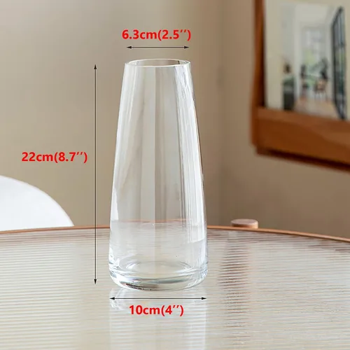 Vista 3 de FANTESTICRYAN Jarrón de Cristal Moderno de Vidrio Iridescente para Decoración de Hogar y Oficina (Cristal Transparente) Crystal Clear Glass