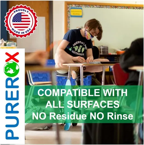 Vista 4 de PUREROX Desinfectante [9 x 32oz] Elimina el 99.99% de virus, norovirus, VIH, MRSA, bacterias y hongos. Grado hospitalario. Seguro para usar