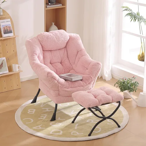 Vista 17 de Furlide - Silla perezosa con otomana, silla moderna con reposapiés plegable, silla de acento de salón, silla de lectura cómoda, sillones grandes