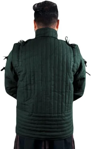 Vista 3 de THE MEDIEVALS Gambeson Abrigo acolchado grueso Aketon Chaqueta Armor, vestido de tela de algodón SCA