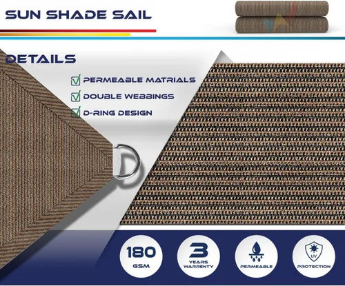 Vista 3 de Windscreen4less - Toldo para sombra de 16 x 20 pies, rectangular, para exteriores, con protección UV, para porche, pérgola, terraza, jardín, patio