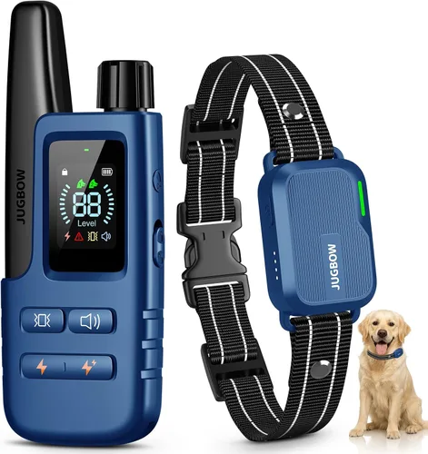 Vista 9 de Collar de choque para perro, collar de entrenamiento para perros de 4500 pies con control remoto, IPX8 impermeable, collar eléctrico para perro