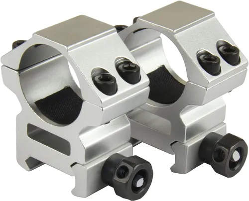 Vista 5 de TACFUN Silver A Pair 1.000 in / 1 pulgada de anillo de mira Picatinny Weaver Rail Mount