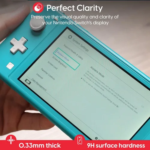 Vista 3 de TALK WORKS Screen Protector Compatible with Nintendo Switch Lite - Scratch, Crack, and Shatter Resistant-Ultra-Thin HD Touchscreen Tempered Glass
