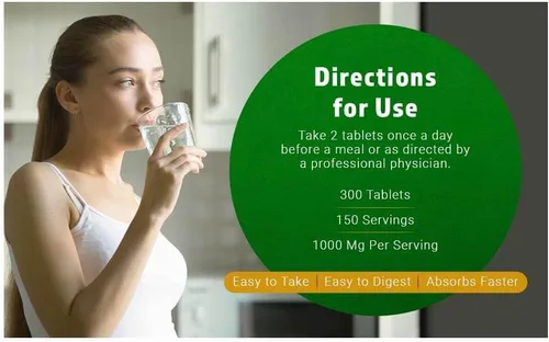 Vista 5 de Cápsulas de polvo de hoja de Moringa (tabletas) - 300 píldoras, 150 porciones, 1000 mg (1 paquete)