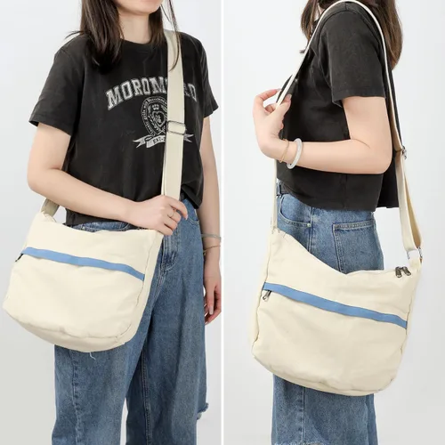 Vista 5 de WantGor Bolso cruzado de lona para mujeres y hombres, bolso grande de hombro, bolso de mano de trabajo, bolso casual