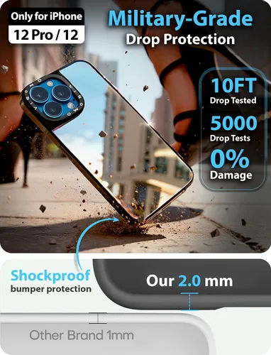 Vista 2 de VIROMO Estuche espejo irrompible para iPhone 12 / iPhone 12 Pro con 2 protectores de pantalla, cubierta de maquillaje reflectante resistente a