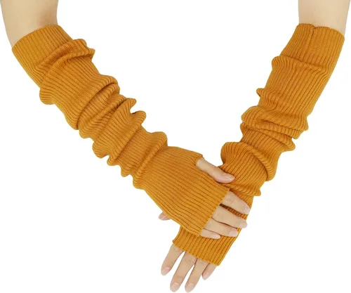 Vista 19 de Guantes cálidos de cachemira de brazo largo para mujer, guantes de invierno acogedores sin dedos, calentadores de brazos suaves, gran regalo