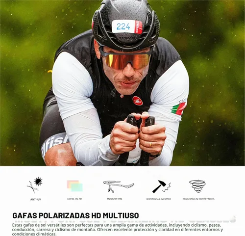 Vista 2 de Gafas de sol deportivas polarizadas para hombres, mujeres, jóvenes, béisbol, correr, conducir, golf 03B-rojo