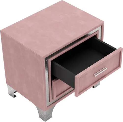Vista 7 de Mesita de noche de terciopelo con 2 cajones, mesa auxiliar con almacenamiento, cómoda pequeña, muebles de mesita de noche, mesita de noche con patas