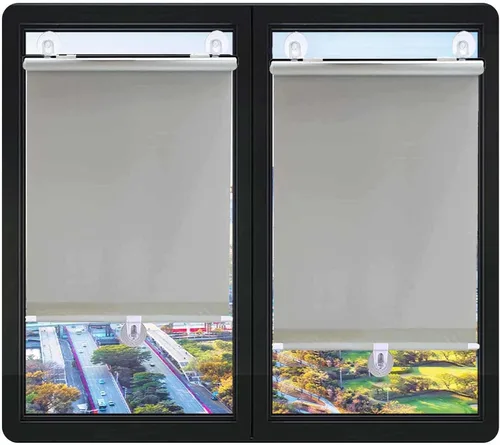 Vista 35 de Cortina opaca temporal, persiana enrollable con ventosas, cortina retráctil para sombrilla, ajustable sin perforaciones, pantalla de ventana Negro