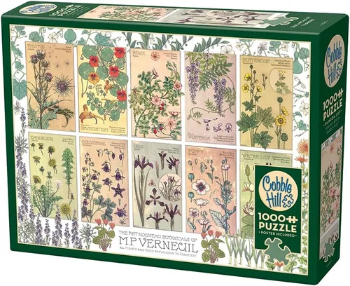 Vista 4 de Cobble Hill - Rompecabezas de 1000 piezas – Botanicals by Verneuil – Póster de muestra incluido