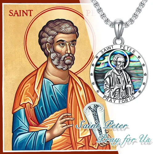 Vista 7 de SHUSUKUE Collar de plata de ley 925 con colgante de San Miguel, José, Jude, Antonio, Pedro, Virgen María, Jesús, Arcángel, Ángel Guardián, Amuleto