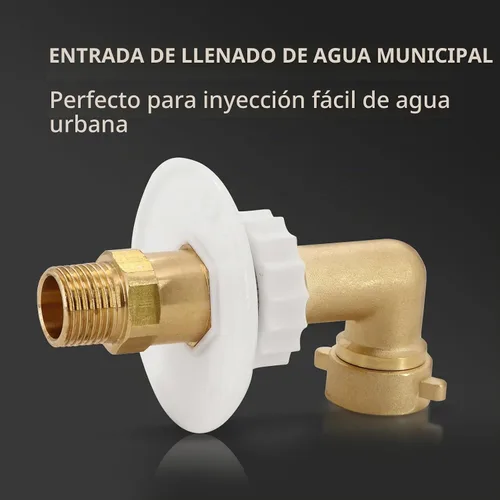 Vista 9 de kipa Brida de entrada de agua para autocaravana, latón con codo de manguera, válvula de retención y conector FPT de 1/2" rosca hembra, brida de 3