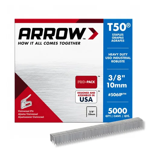 Vista 12 de Arrow 508 Heavy Duty T50 Longitud de pierna de 1/2 pulgada, corona de 3/8 pulgadas, grapas para tapicería, construcción, muebles, manualidades, 1250