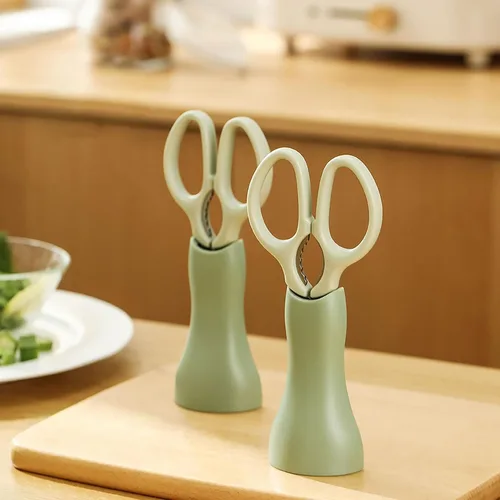 Vista 6 de Tijeras de cocina multifuncionales 2 en 1 con pelador desmontable, tijeras de alimentos de acero inoxidable resistentes, mango ergonómico
