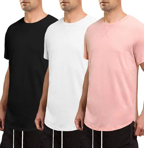 Vista 5 de JMIERR Paquete de 3 camisetas de algodón Hipster Hip Hop de cuello redondo para hombre