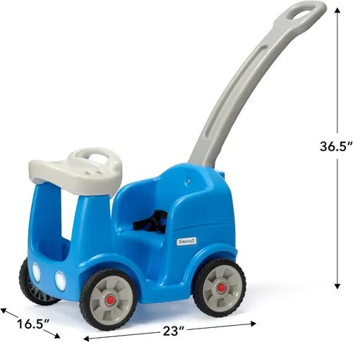 Vista 6 de Simplay3 Roll and Stroll - Auto de empuje silencioso para niños pequeños, con cinturón de seguridad, para niños de 1.5 a 4 años, azul